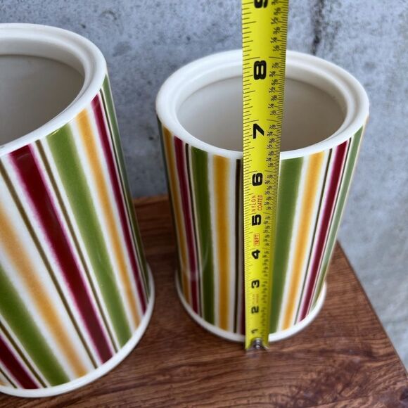 Vintage April Cornell For Silvestri Stoneware Canister Salt Pepper Shaker Set - Picture 11 of 16